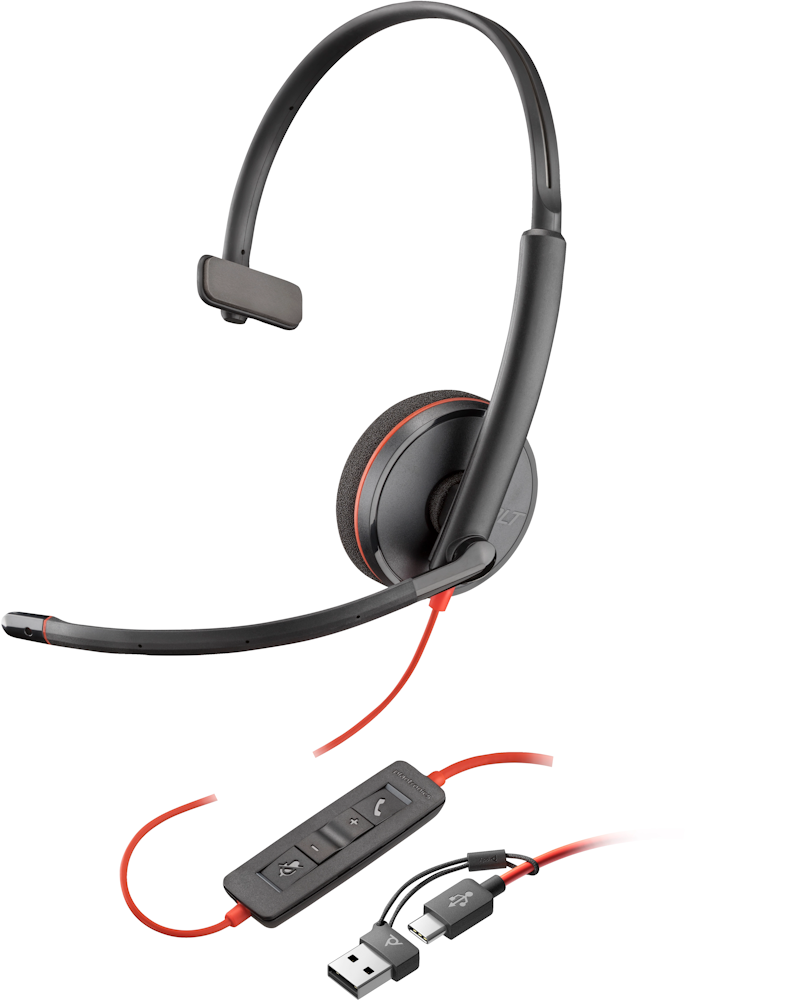 HP Poly Blackwire 3210 Monaural USB-C Headset +USB-C/A Adapter (Packungseinheit)