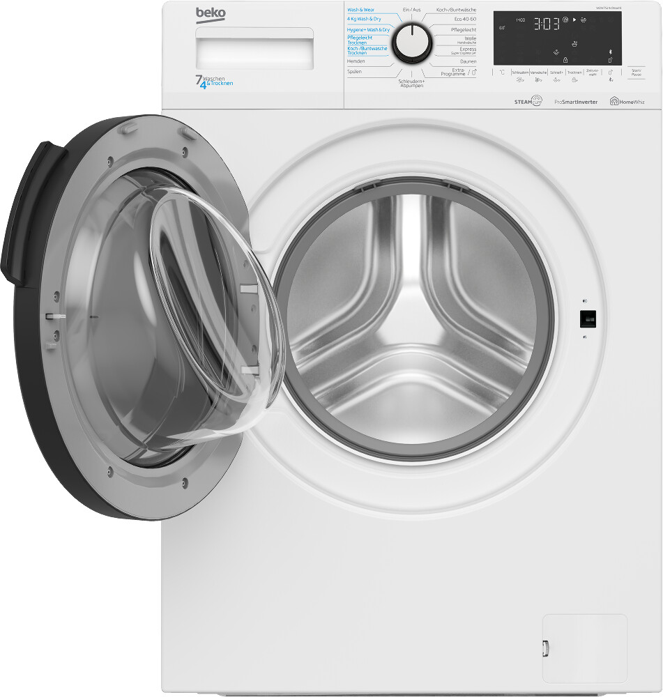 Beko washer dryer with XL door WDW75141 Steam1