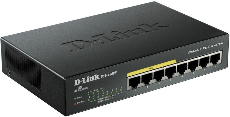 D-Link DGS-1008P/E - 8-Port Gigabit PoE+ Unmanaged Desktop Switch