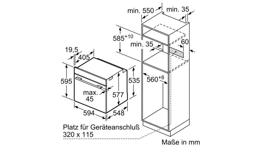 SIEMENS HS658GXS7 iQ700 Einbau Maße