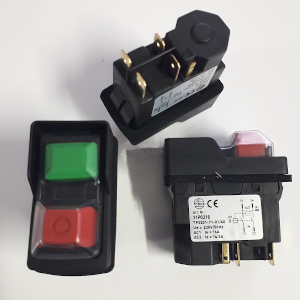 Tripus TP3251-71 Maschinenschutzschalter mit technischer Beschriftung und Nennspannung (Uc 230V/50Hz)