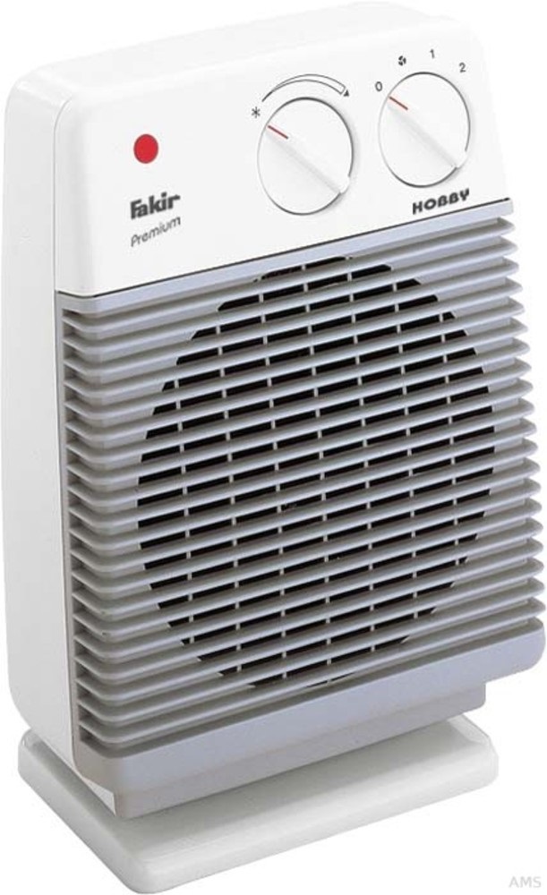 Fakir HL600 Heizlüfter in Weiß, frontale Ansicht mit sichtbarem Bedienfeld.