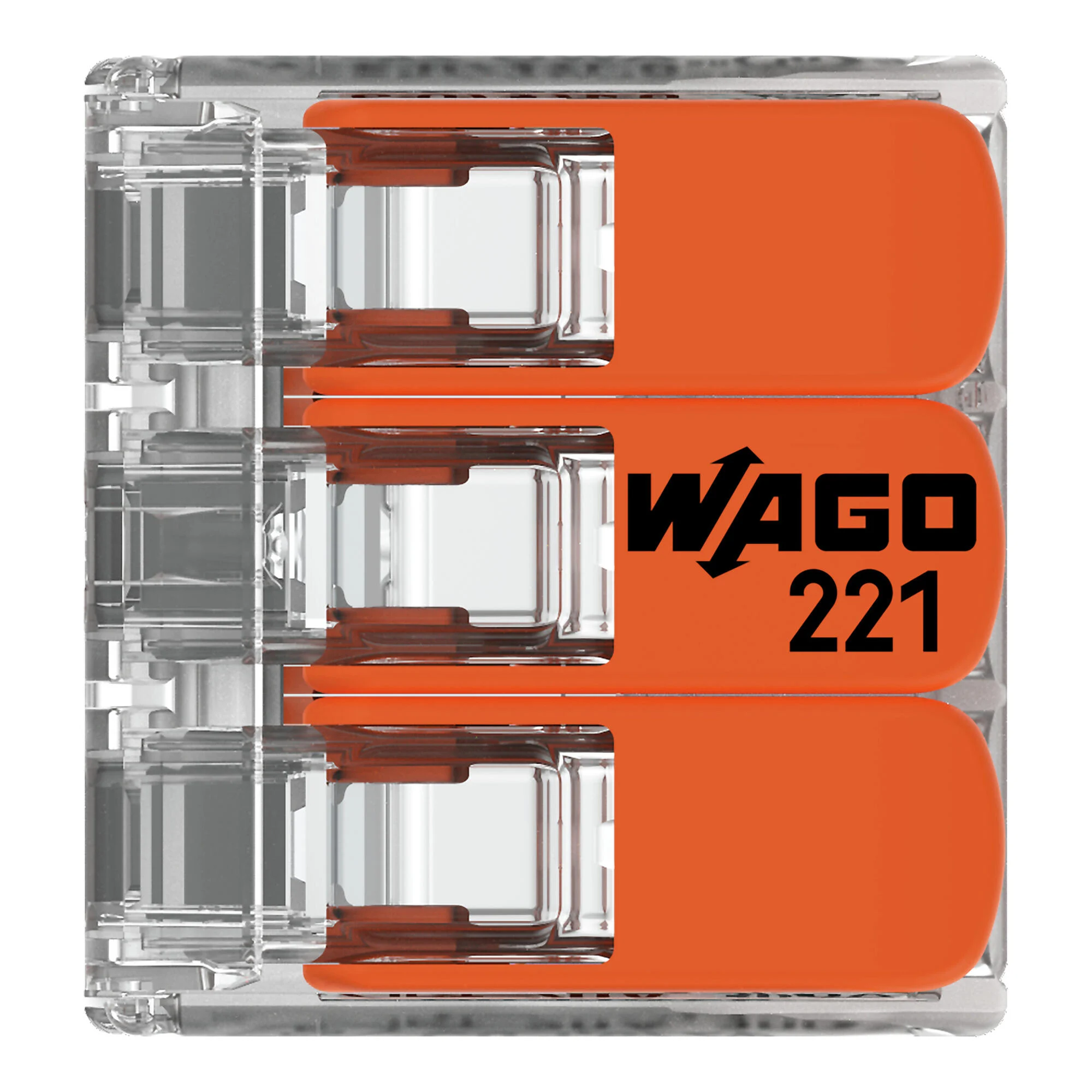WAGO 221-413 Klemme von oben Draufsicht auf die WAGO 221-413 COMPACT Verbindungsklemme