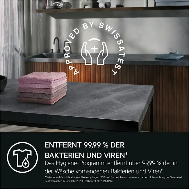 AEG Lavatherm TR8T70689 entfernt 99,99 Prozent Bakterien und Viren