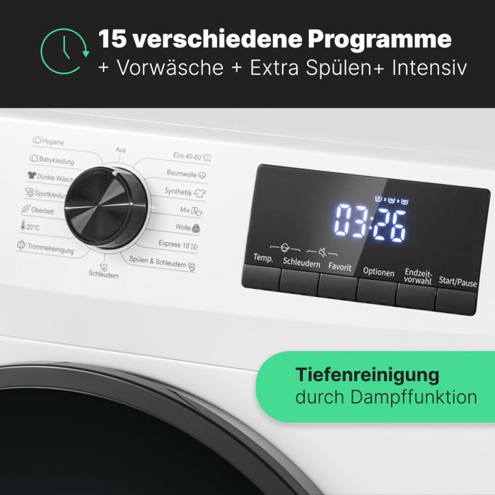 15 Programme für alle Textilien Bomann WA 7175 mit 15 verschiedenen Waschprogrammen
