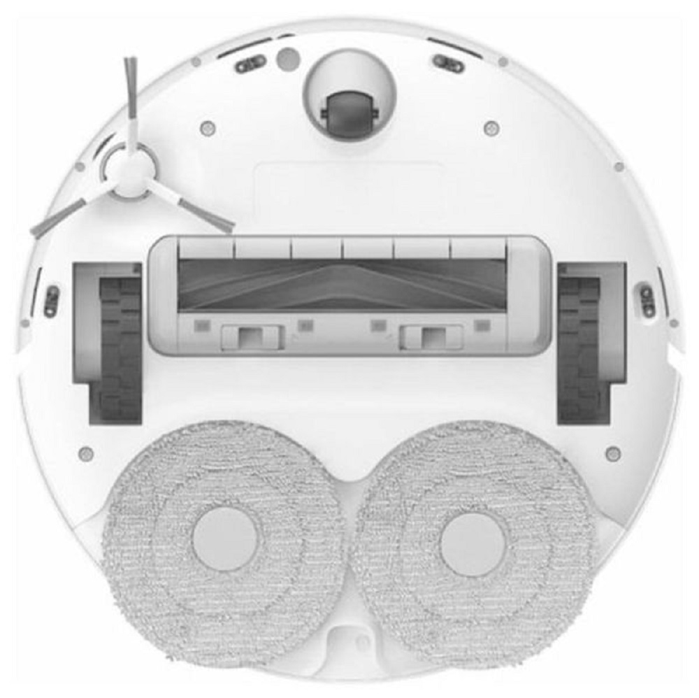 Dreame L10 Ultra – Saug- und Wischmechanismus Unterseite des Dreame L10 Ultra Saugroboters mit Bürsten und Wischmopps