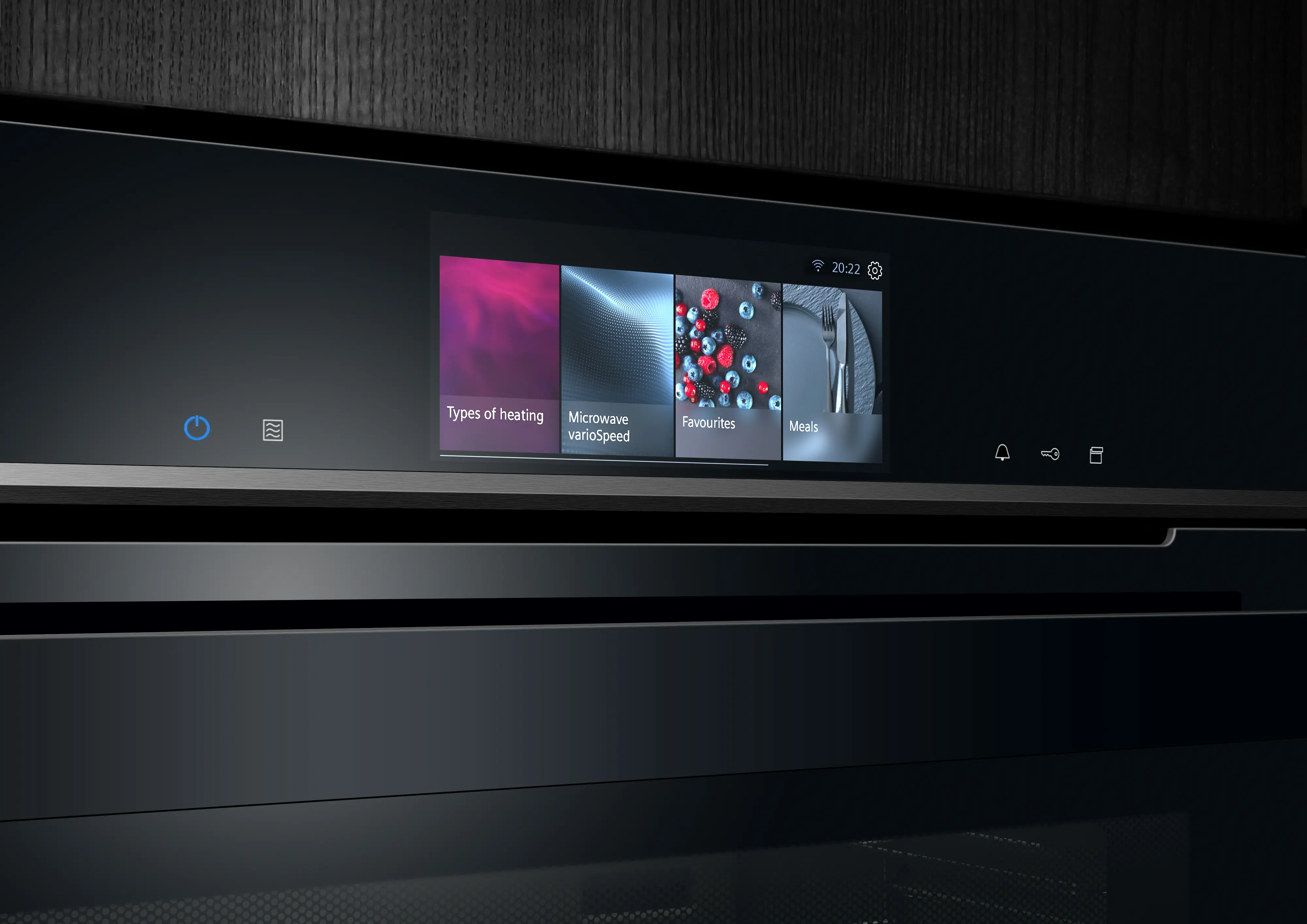 Scharfe Nahaufnahme des Siemens TFT-Full-Touchdisplay Pro mit farbiger Menüführung