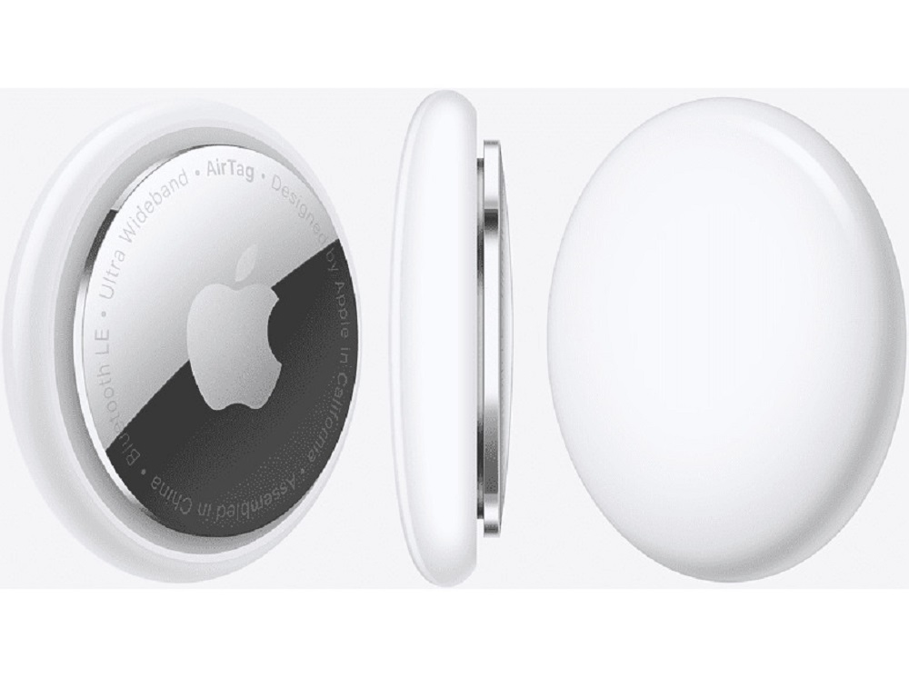 Apple AirTag – Ansicht von allen Seiten, weißer Tracker.