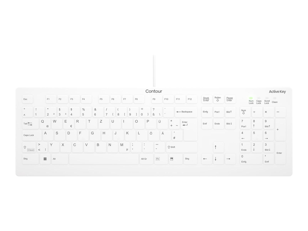 Contour Design Active Key Contour QuickClean Medizinische Tastatur Abnehmbare Abdeckung Full-Size Kabelgebunden Weiß DE C8112