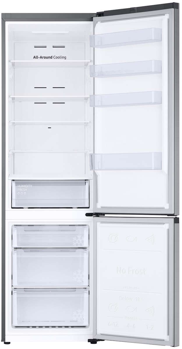 Detailansicht der verstellbaren Türabsteller für Flaschen und Gläser.