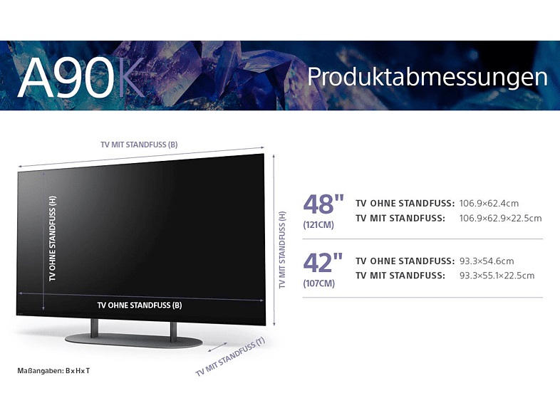 SONY BRAVIA XR-42A90K OLED TV 42 Zoll ,106 cm, OLED 4K, SMART TV, Google TV