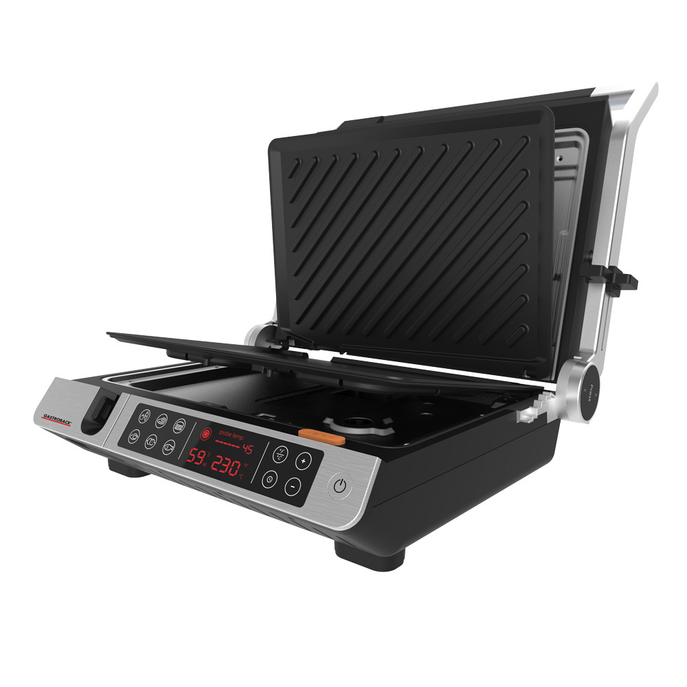 Herausnehmbare und spülmaschinenfeste Grillplatten Geriffelte und glatte Grillplatten des GASTROBACK 42539
