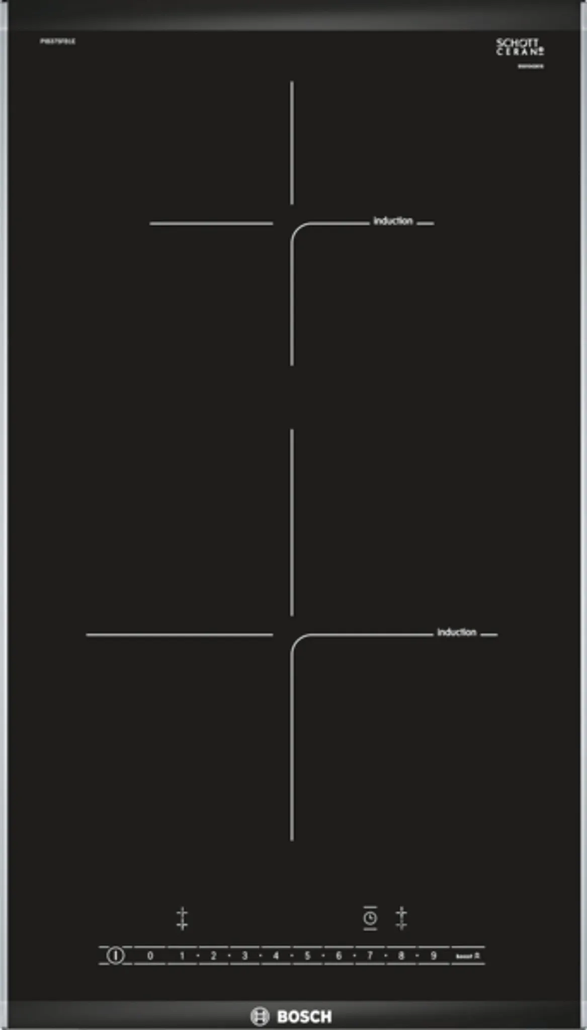 BOSCH  Serie 6 PIB375FB1E, Domino-Kochfeld, Induktion, 30 cm, Schwarz, Mit Rahmen aufliegend