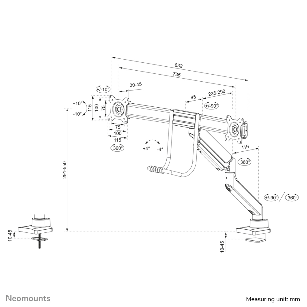 Neomounts DS75-450WH2
