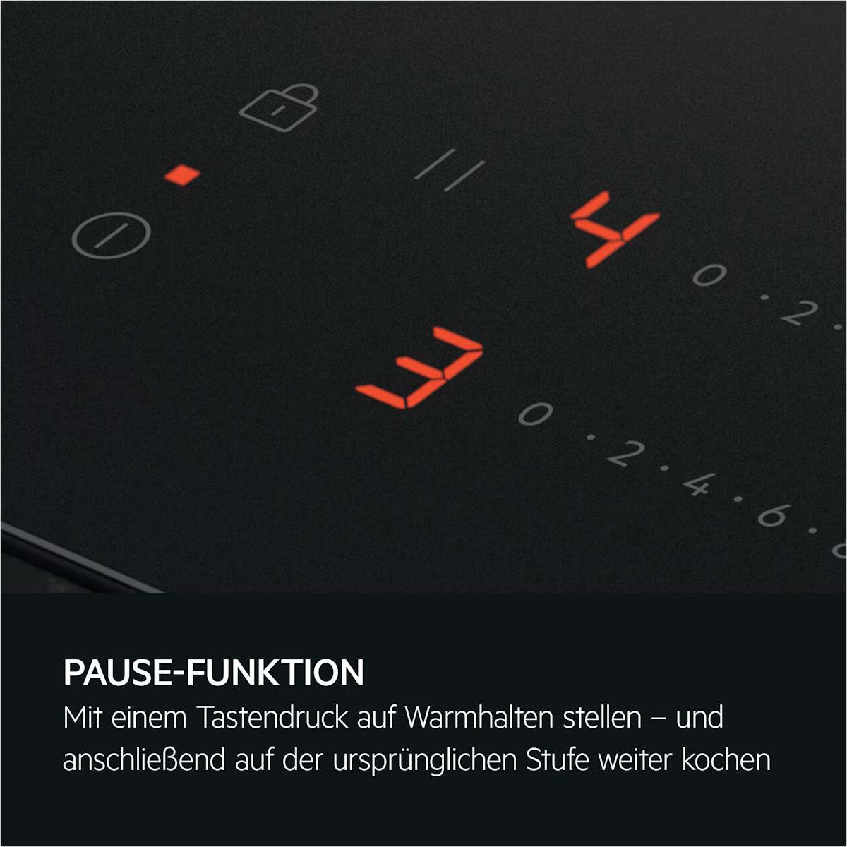 Close-up of the Stop+Go button for temporarily interrupting the cooking process.