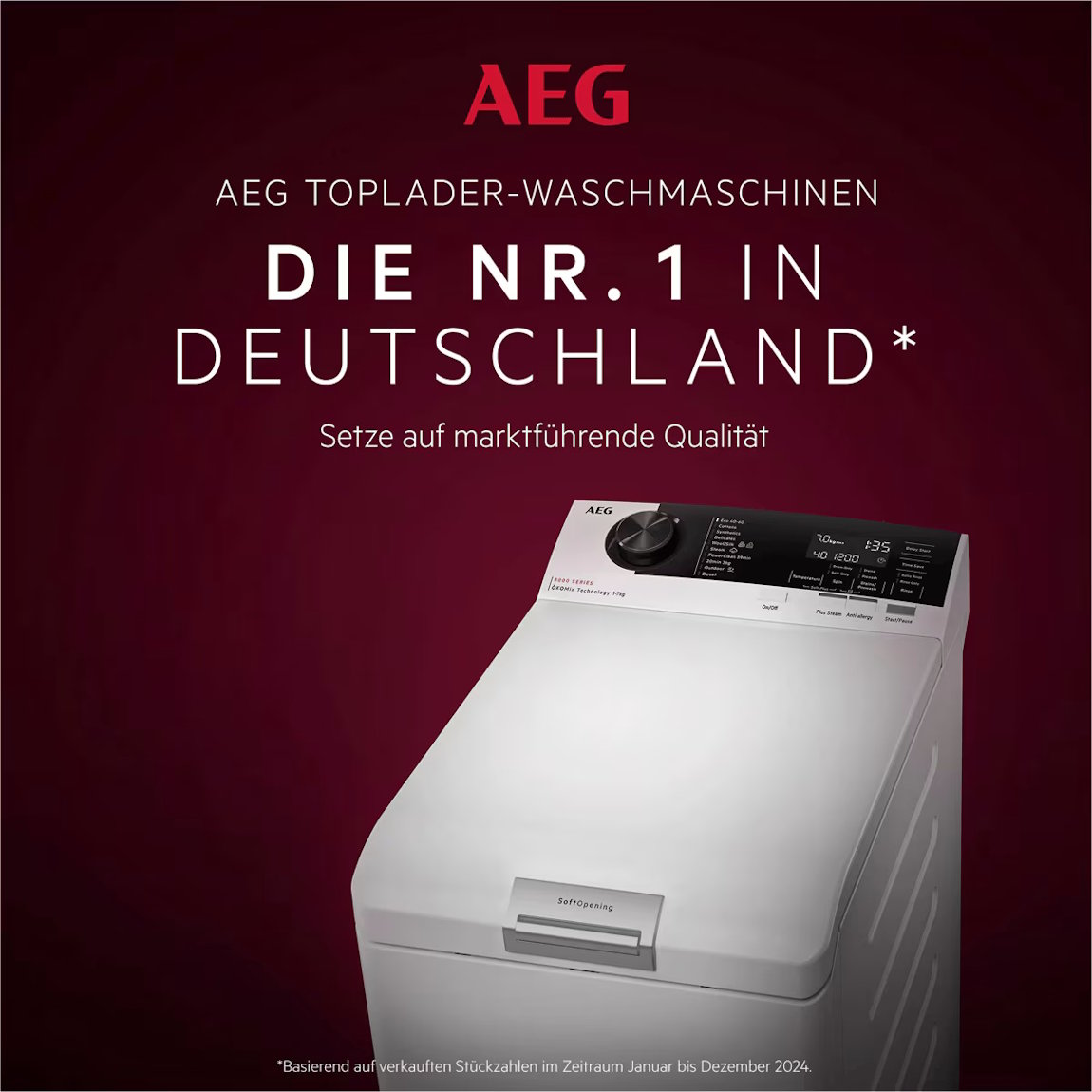 AEG LTR6E41268 6000 ProSense Toplader-Waschmaschine 6 kg in Weiß – Frontansicht