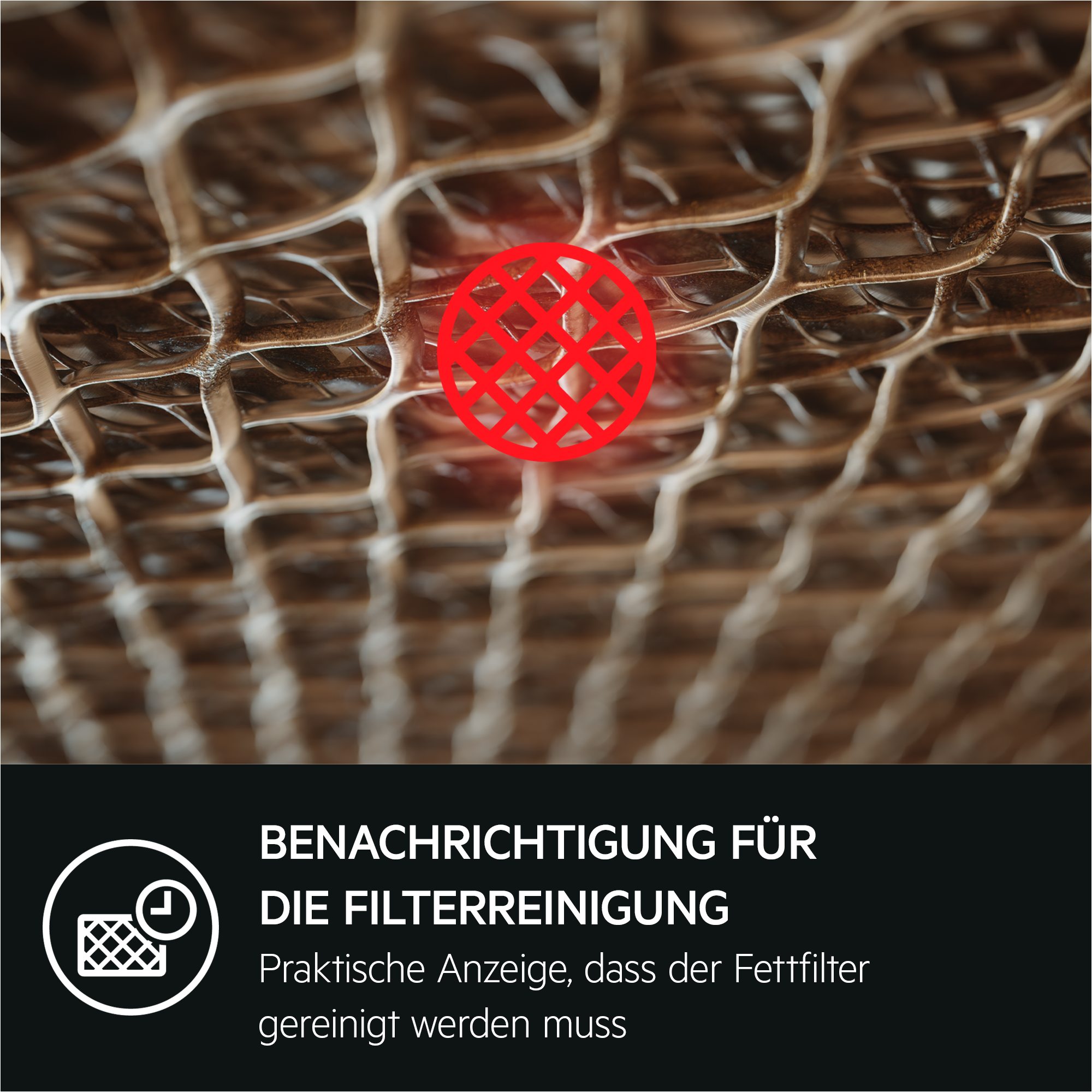 AEG cooker hood edge extraction LED lighting grease filter indicator stainless steel design