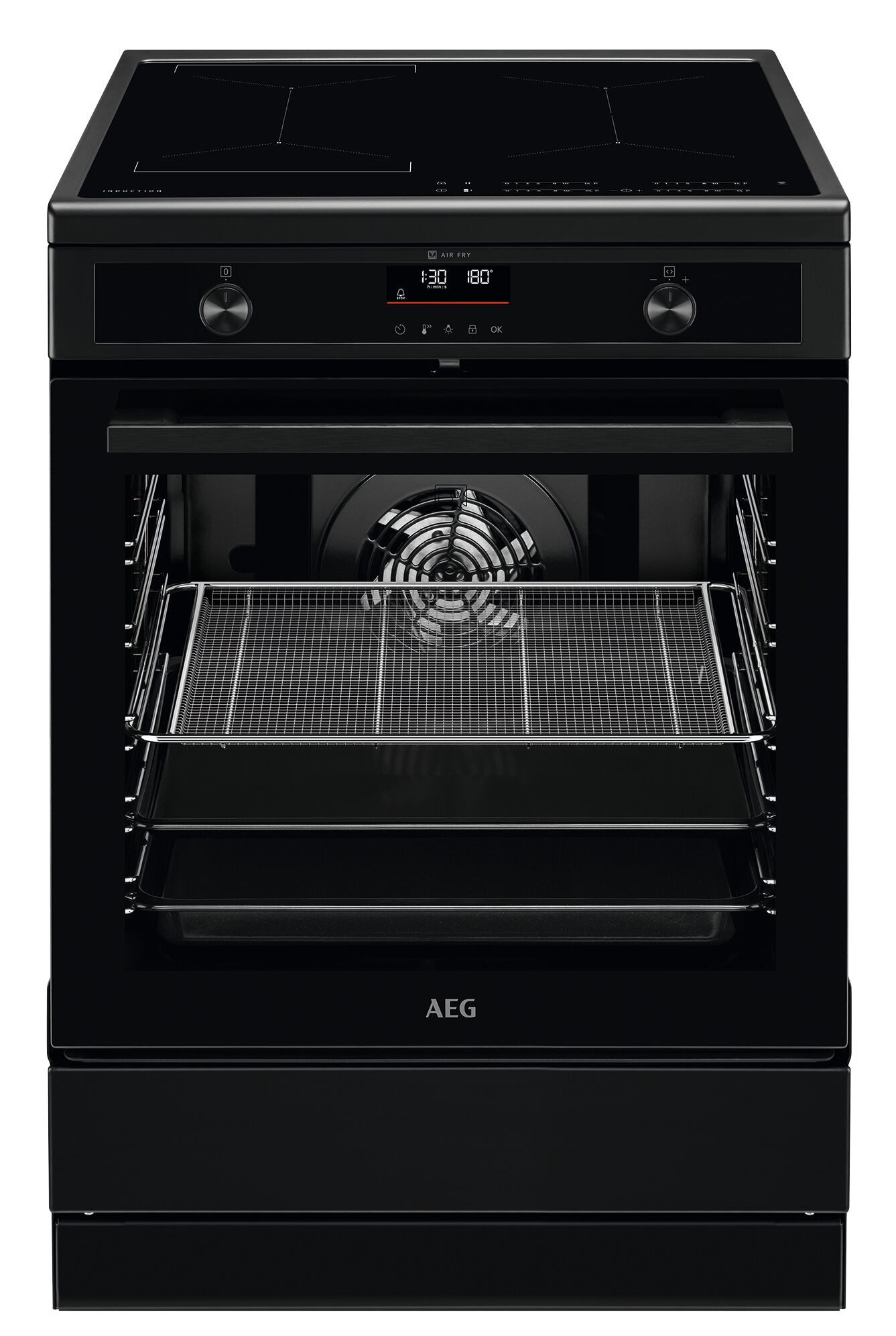 AEG CIB6499APB Standherd in Matt-Schwarz mit Induktionskochfeld und Pyrolyse.