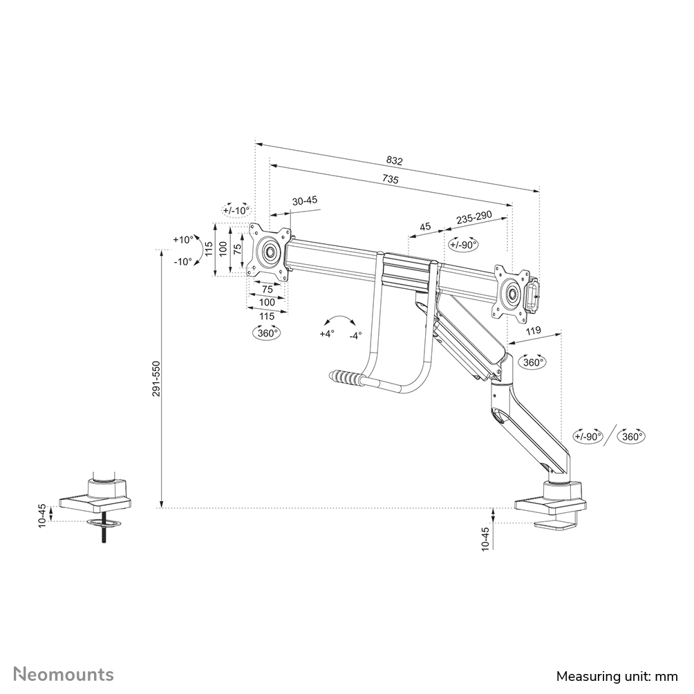 Neomounts DS75-450BL2