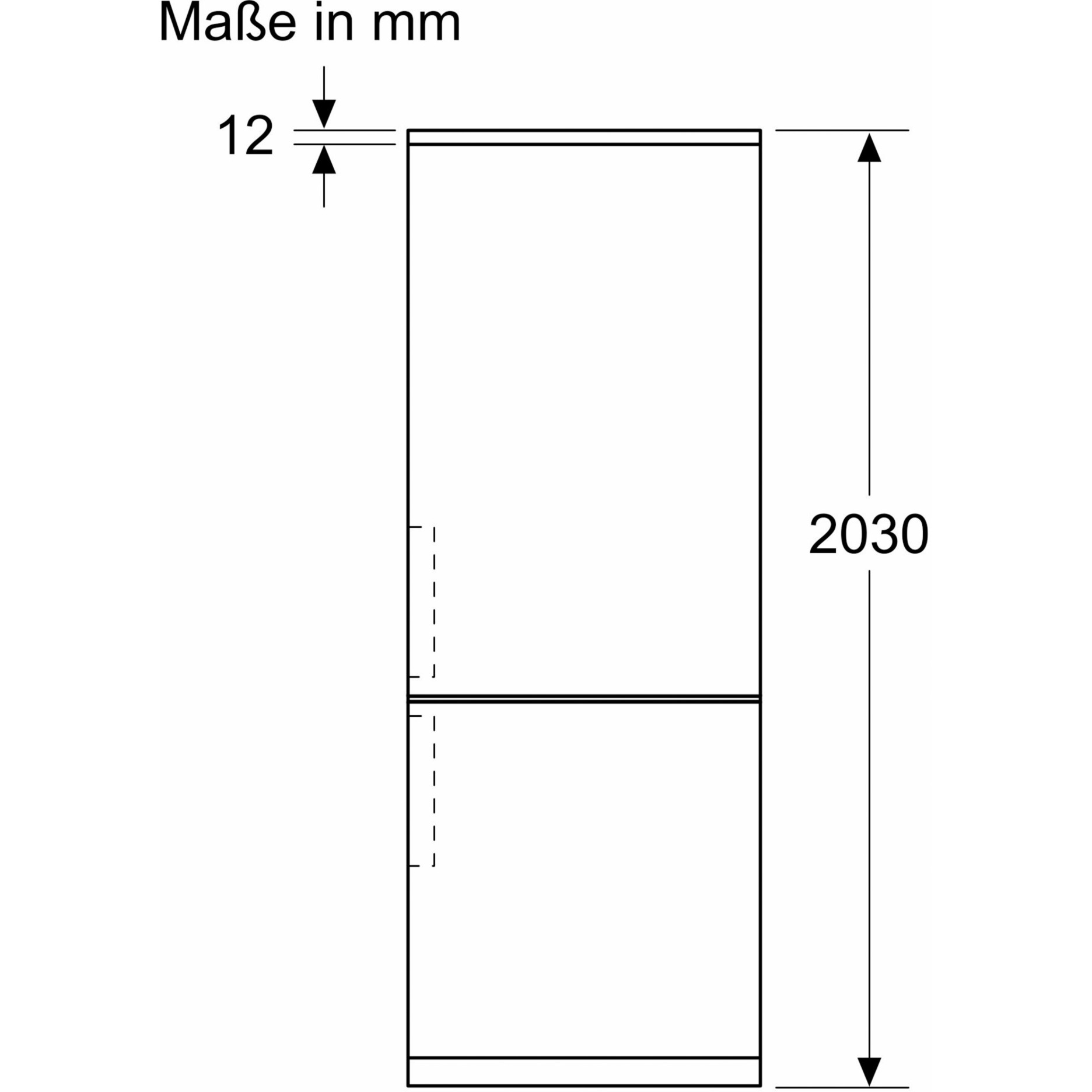 Siemens KG39NAICT iQ500 Kühlschrank, Frontalansicht mit Maßangaben