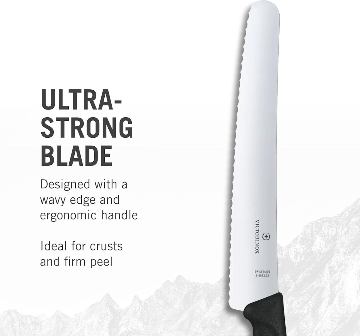 Scharfe Klinge mit Wellenschliff Victorinox Swiss Classic Brotmesser, 22 cm Wellenschliff