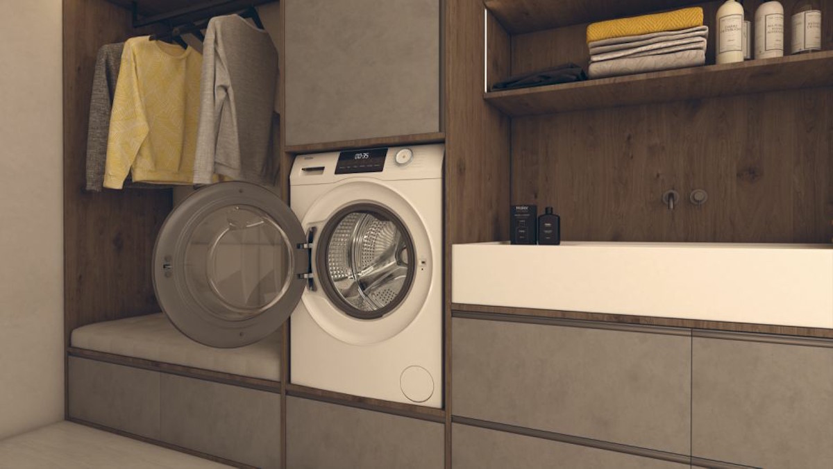 Antibakterielle Manschette (ABT) an der Türöffnung der Haier Waschmaschine.