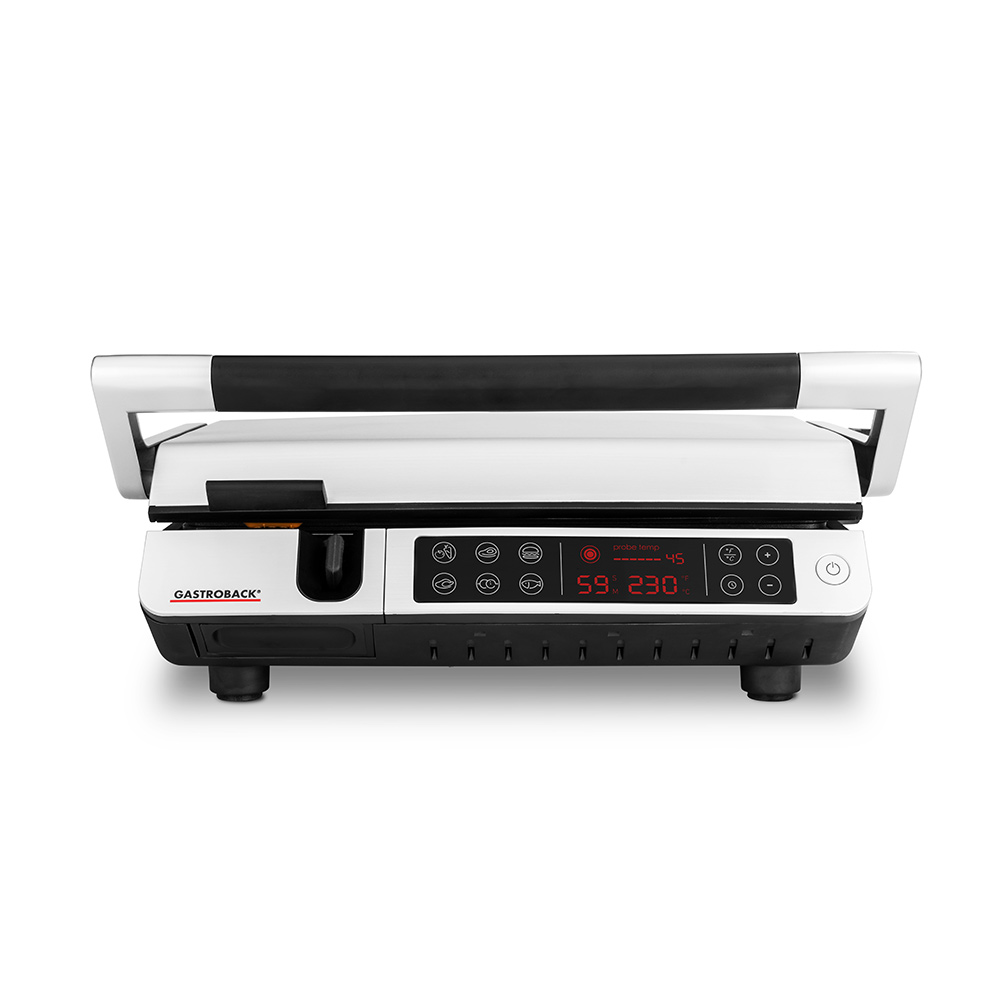 BBQ Grill mit präziser Steuerung Holen Sie sich den Sommer nach Hause! Der Gastroback 42539 Kontaktgrill überzeugt mit hochwertiger Verarbeitung und einfacher Bedienung. Perfekt für Grillfans!