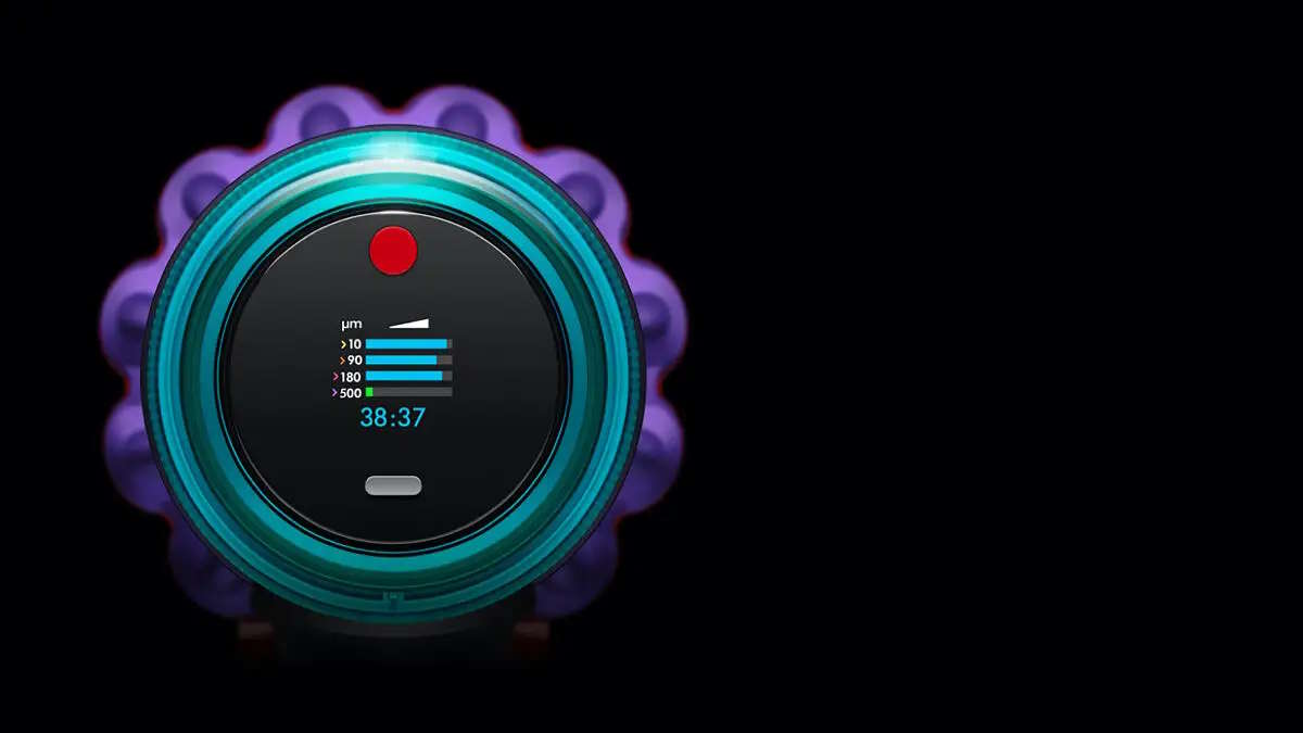 Dyson LCD Display mit Echtzeit Saugkraft Anpassung