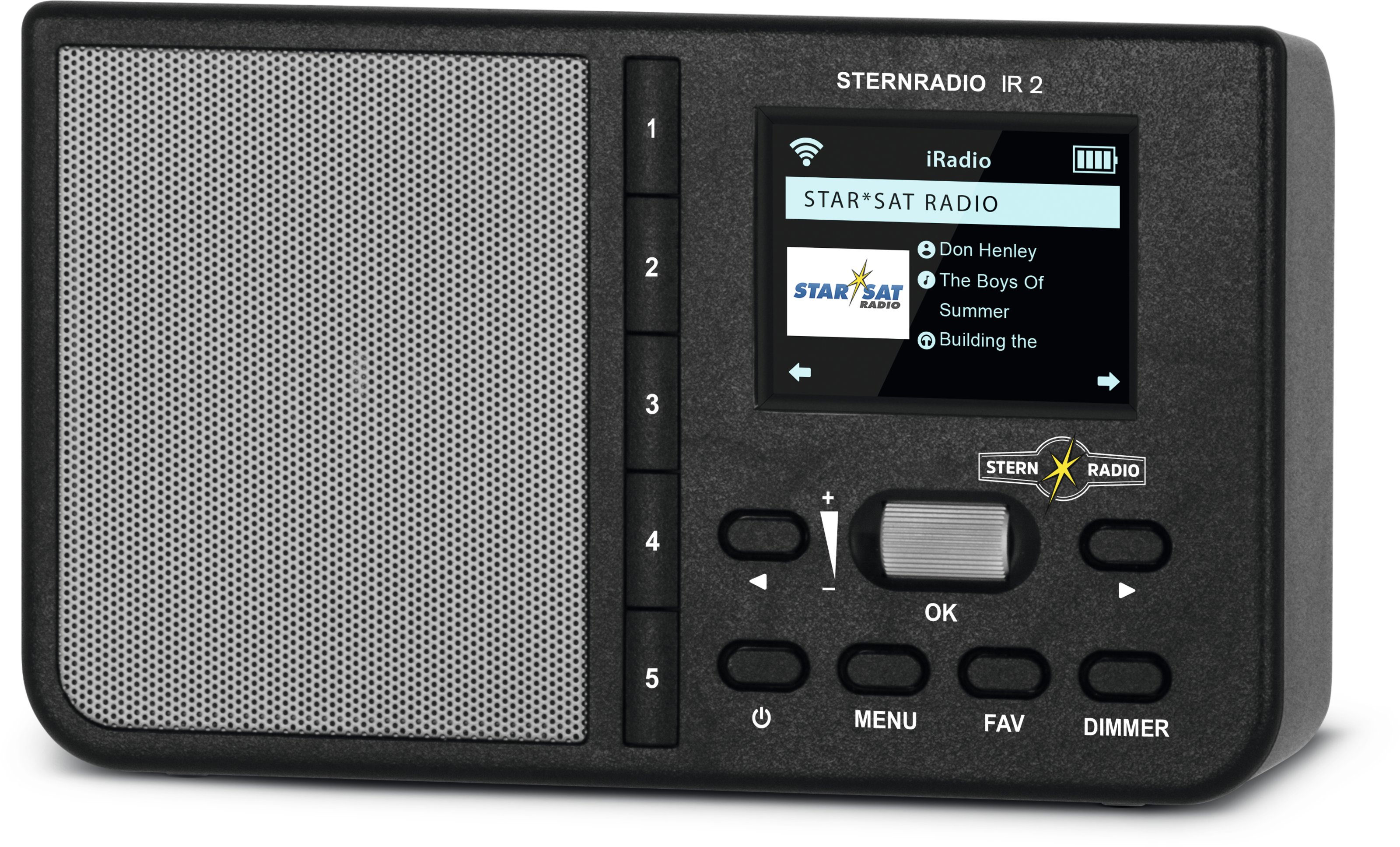 Sternradio IR2 Internetradio, Nahaufnahme des Displays und der Bedienknöpfe.
