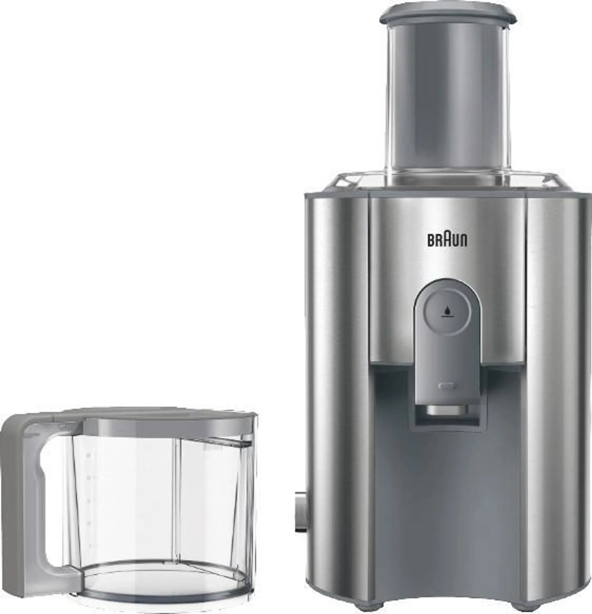 Braun J700 Entsafter mit Kunststoffkrug daneben
