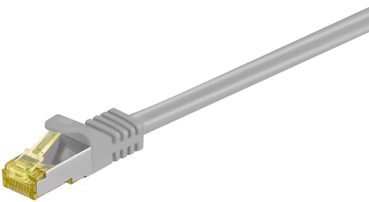 Goobay RJ45 Patch Cable CAT 6A (PiMF) - 1.50 m - Gray - CAT 7 Raw Cable S/FTP 10 Gbps