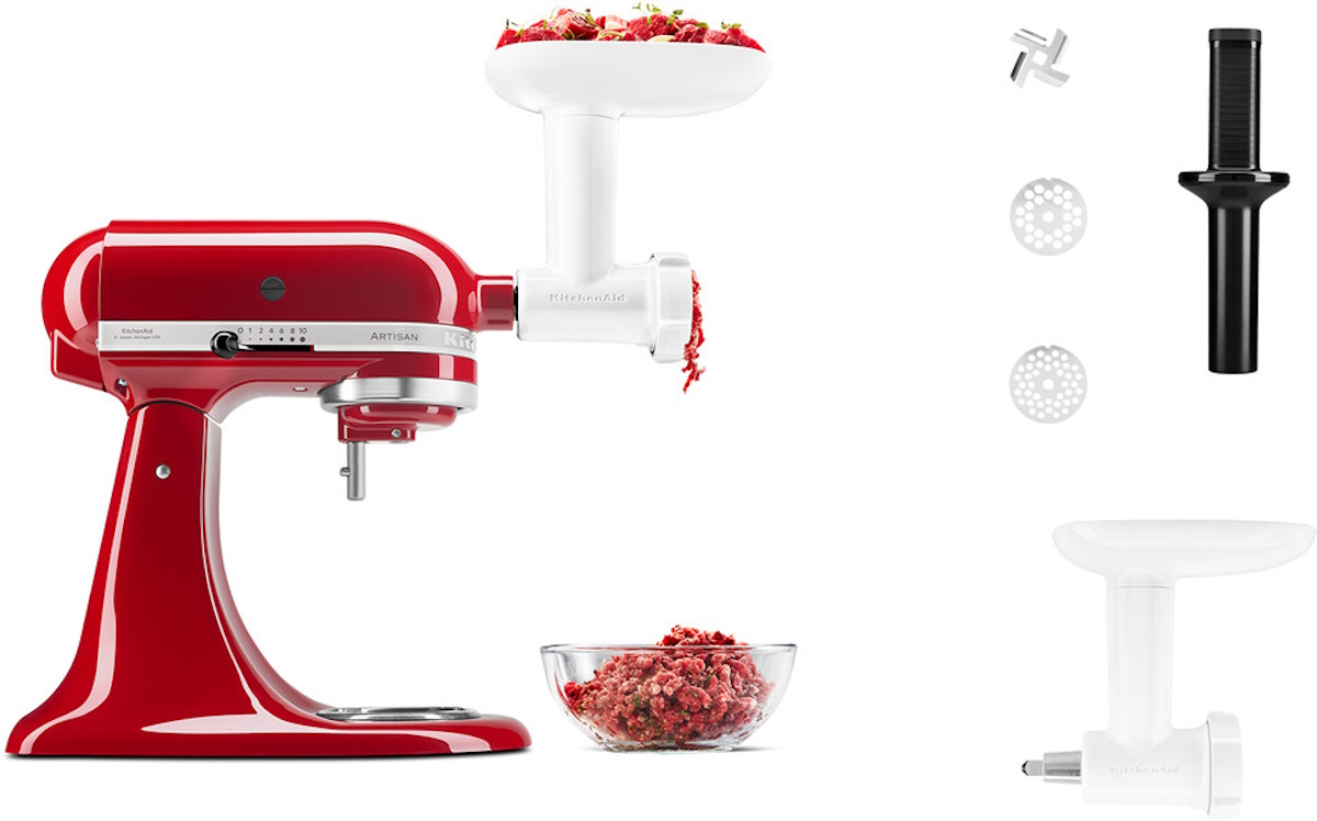 KitchenAid 5KSMFGA Kunststoff Fleischwolfaufsatz für alle KitschenAid Maschinen, weiss