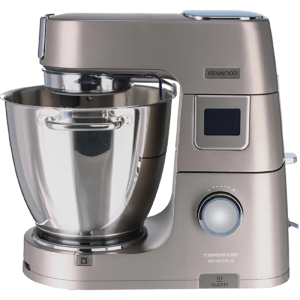 nwood KWL90.004SI Titanium Chef Patissier XL Küchenmaschine mit intuitiven 2,4-Zoll-BakeAssist™ Touchscreen Kenwood KWL90.004SI Titanium Chef Patissier XL Küchenmaschine seitliche Ansicht inklusive Display