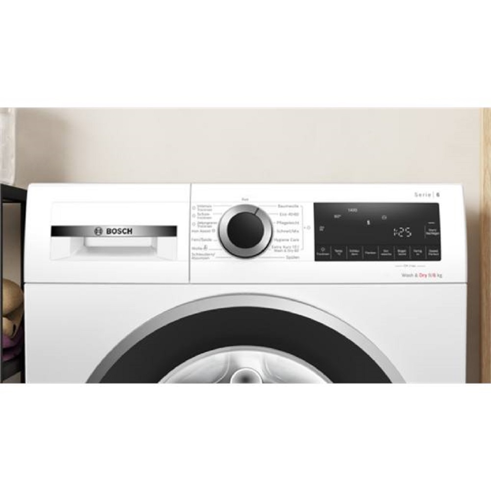 Nahaufnahme des Bedienfelds des Bosch WNG24441 mit LED-Display und Drehwähler