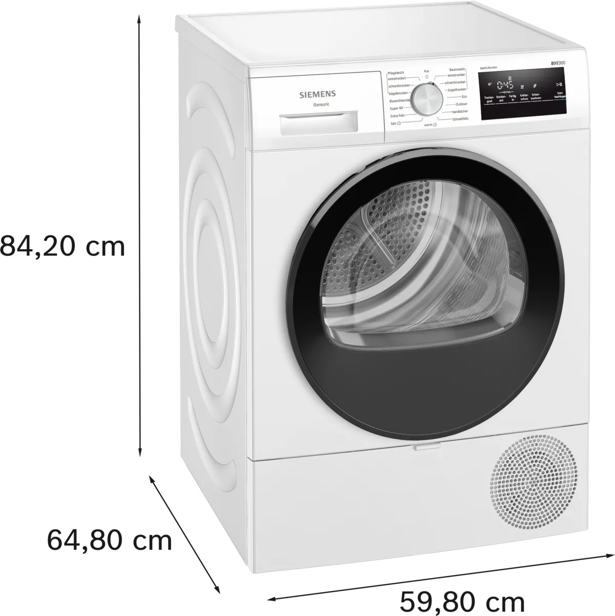 Control panel with program selector and LED display of Siemens WT45HVG4 dryer