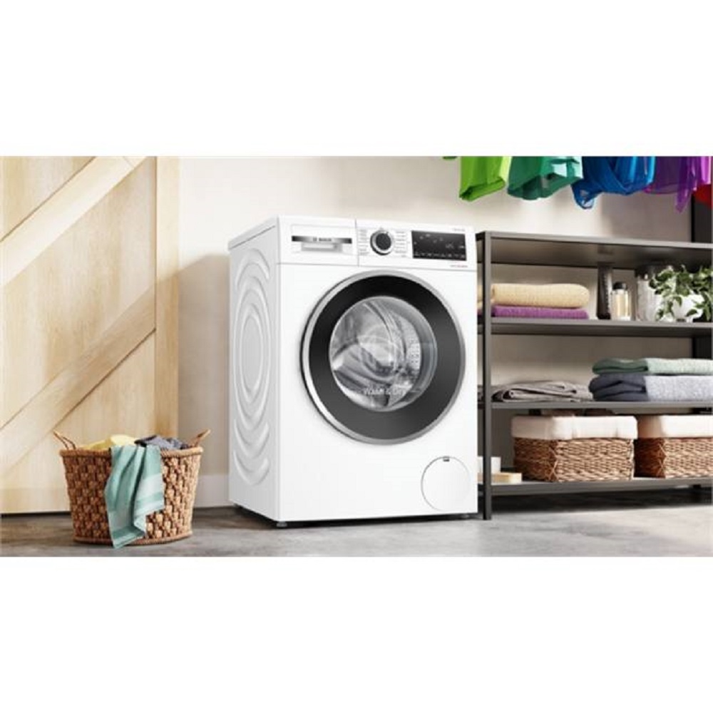 Bosch WNG24441 freistehend in moderner Waschküche, Frontansicht