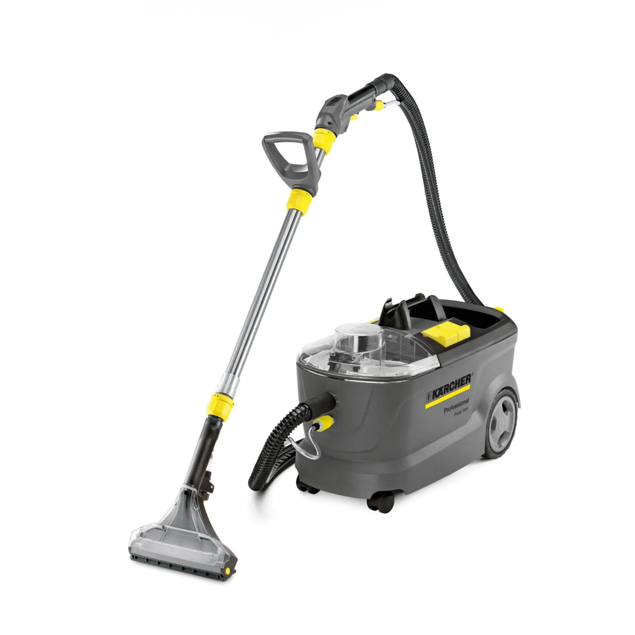 Puzzi 10/1 robustes Design Kärcher Puzzi 10/1 Wasch-Sauger 1.100-130.0 - Einfache Bedienung, robuste Bauweise und hohe Saugleistung.