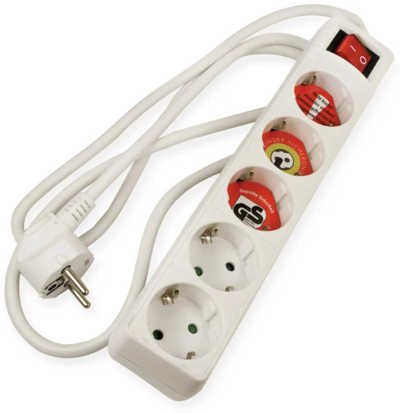 Arcas multiple socket (5-fold) with switch, 1.5 m connection cable