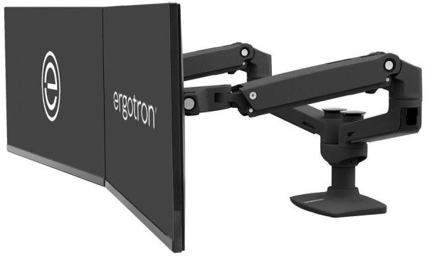 LX Dual Monitor Arm für zwei Monitore nebeneinander, Tischhalterung (Aluminium) schwarz