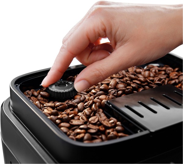 View of coffee beans in the machine