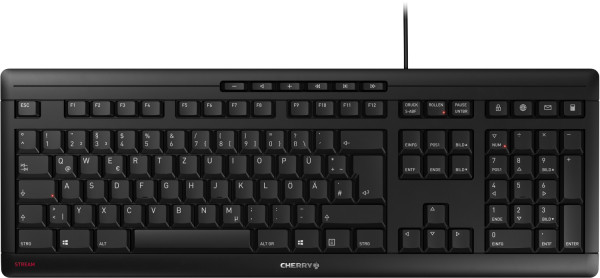 CHERRY Stream Keyboard: Hochwertige Tastatur in elegantem Schwarz mit strapazierfähigem Design.