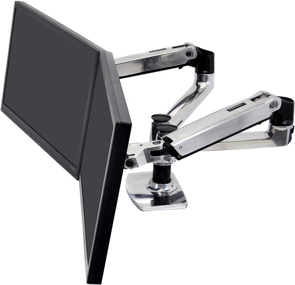 LX Dual Monitor Arm für zwei Monitore nebeneinander, Tischhalterung (Aluminium)