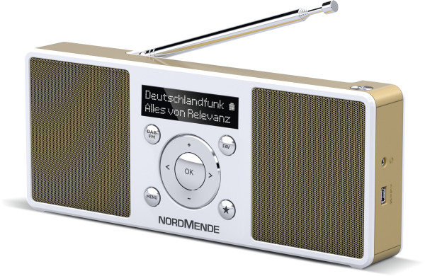 NORDMENDE Transita 200 tragbares Stereo DAB+, UKW, FM Radio, Weiß-Perlgold