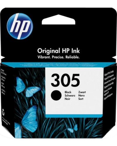 HP 305 Black Original Print Cartridge, standard yield, pigment-based ink, 2 ml, 120 pages