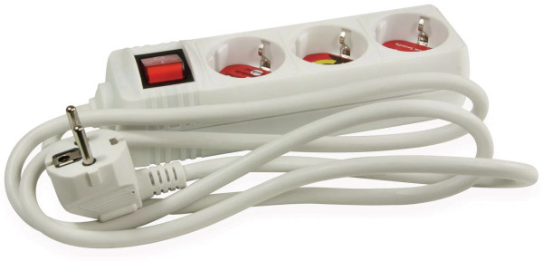 Arcas 3-way power strip with switch and 1.5m connection cable, white | EAN: 4260030258673 | Buy now at Store-Jet.de.