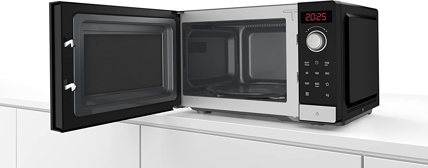 Bosch FFL023MS2 series 2 microwave, 26 x 44 cm, 800 W, turntable 27 cm, door hinge left, AutoPilot 7, 7 automatic programmes, cleaning support, LED touch display, stainless steel, EAN: 4242005296835