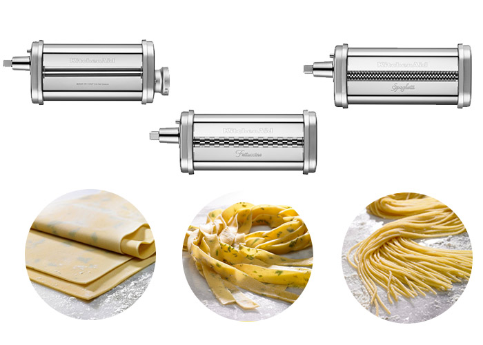 KitchenAid 5KSMPRA 3-part pasta attachment set for food processor - which role is used for what?, EAN: 5413184400019