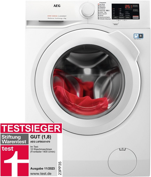 AEG Lavamat L6FBG51470 Series 6000 - Stiftung Warentest confirms AEG's competence in laundry care. And with it our approach to a more sustainable and comfortable everyday life with innovative technologies and the highest quality standards.