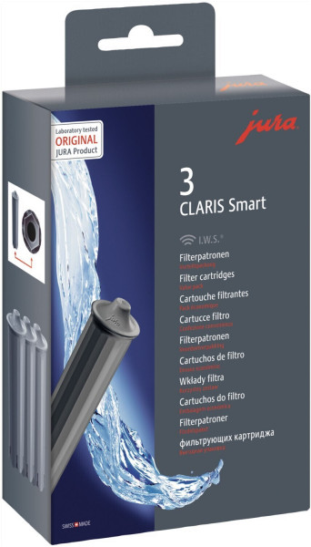 JURA CLARIS Smart+ filter cartridge set of 3 - gray | Manufacturer item number: 24233 | For optimum water quality in your coffee machine | EAN: 7610917242337