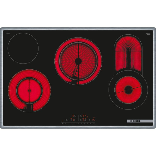 BOSCH PKC845FP1D Series 6 electric hob with surface-mounted frame, 80 cm in elegant black